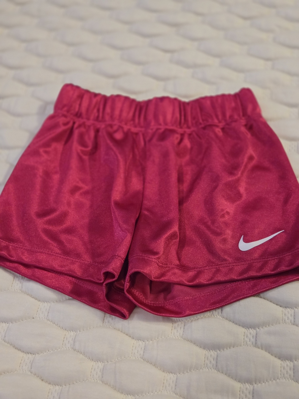 NIKE Girl's Athletic Shorts Solid Dark Pink Elastic Band Casual Size 6